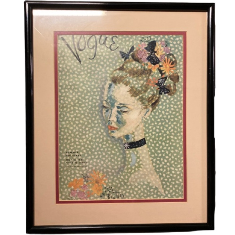 Vogue July 15, 1935 Magazine Cover Framed Vintage